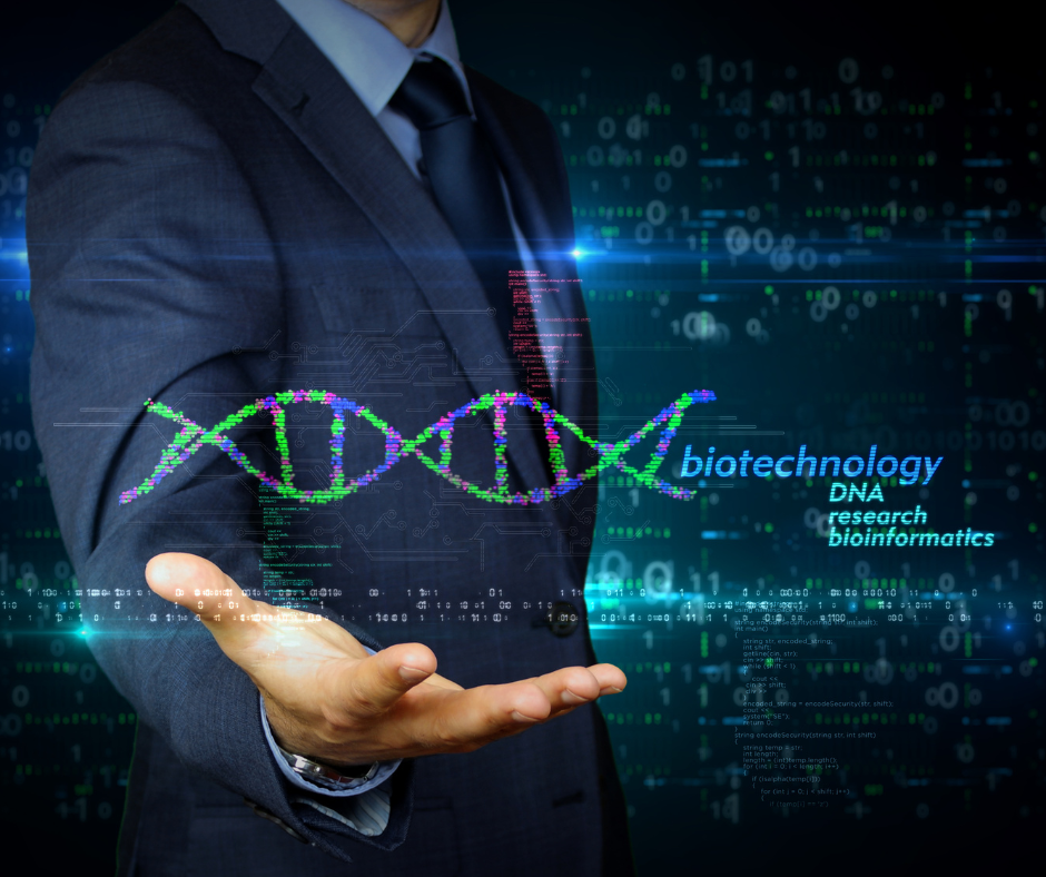 Ejecutivo presentando avances en biotecnología y genética, clave para prolongar la longevidad y prevenir enfermedades. Biotecnología y ADN: el futuro de la longevidad personalizada